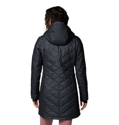 Columbia Womens Heavenly Long Hooded Puffer Jacket, Black, Large Columbia