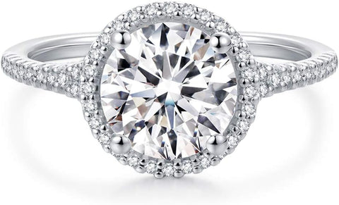 HAFEEZ CENTER 14K Gold Moissanite Engagement Ring 14K Solid Gold 2ct Moissanite Engagement Rings 14K Gold Rings for Women (White-Gold, 10) HAFEEZ CENTER