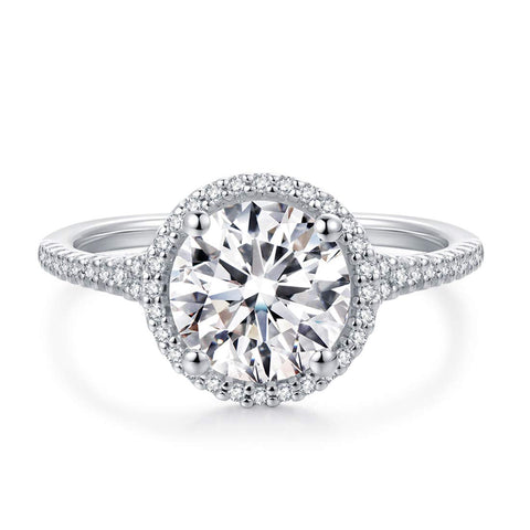 HAFEEZ CENTER 14K Gold Moissanite Engagement Ring 14K Solid Gold 2ct Moissanite Engagement Rings 14K Gold Rings for Women (White-Gold, 10) HAFEEZ CENTER