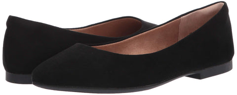 Amazon Essentials Women's Pointed-Toe Ballet Flat, Black Microsuede, 8.5