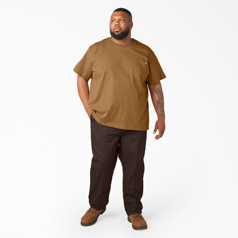 Dickies Mens Heavyweight Crew Neck Short Sleeve Tee Henley Shirt, Brown Duck, Large US