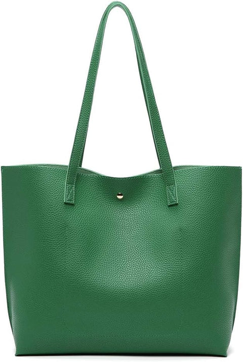 Dreubea Women's Soft Faux Leather Tote Shoulder Bag from, Big Capacity Tassel Handbag Forest Green Dreubea