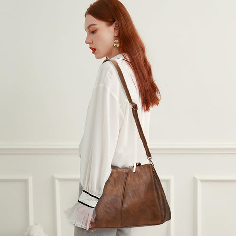 KouLi Buir Hobo Bags for Women Large PU Leather Purses and Handbags Shoulder Bags Ladies Crossbody Bags Top Handle Tote Bag (Brown) KouLi Buir