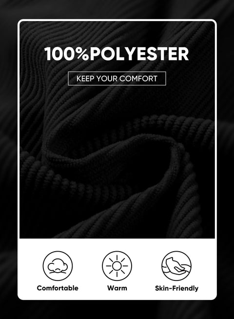 JMIERR Mens Sweatshirt Casual Long Sleeve Quarter Button Collared Pullover Shirts Fall Corduroy Sweaters with Pockets, L, Black