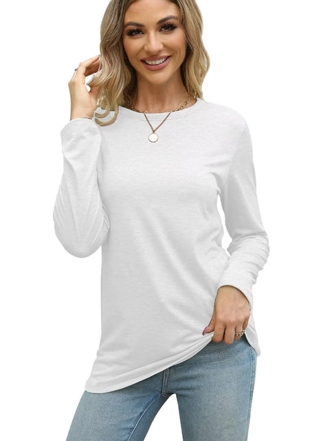 Gihgoew 2 Pack Womens Tops Crewneck Soft Long Sleeve Shirts Fall Clothes Casual Tshirts Basic Tee