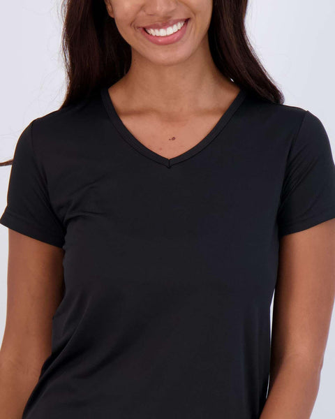 Real Essentials Womens V Neck T-Shirt Ladies Yoga Top Athletic Tees Active Wear Gym Workout Zumba Exercise Running Essentials Quick Dry Fit Dri Fit Moisture Wicking Basic Clothes, Set 9, S, Pack of 5 Real Essentials