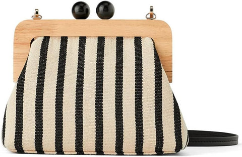 Yohora Women’s Crossbody Bag Kiss Lock Shoulder Purse Canvas Lightweight Retro Wallet Yohora