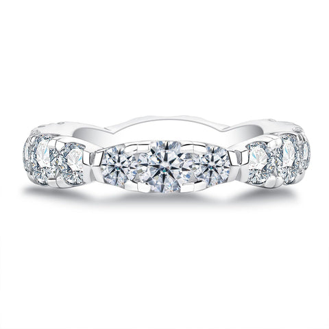 Raivari Moissanite Eternity Wedding Band for Women 18K White Gold Plating 925 Lab Diamond Ring Gifts for Her GRA Certified 2.7 Carat 5 Raivari