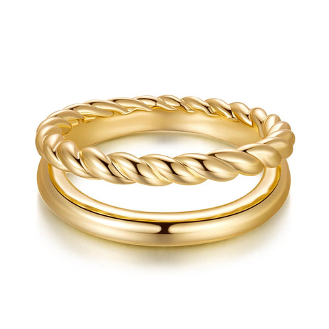 misszhi Gold Rings 14K Gold Rings For Women Chunky Gold Rings Gold Jewelry For Women Classic Double Twisted Rings For Women Non Tarnish 8 misszhi