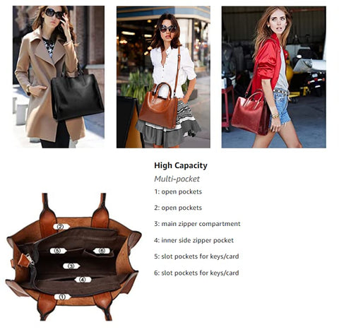 ZOSIVEB Women Fashion Tote Handbags Lightweight PU Leather Satchel Shoulder Bags Retro Oil Wax Handle Purse (Coffee) ZOSIVEB