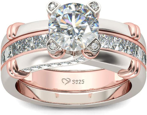 Jeulia Diamond Band Rings for Women cz Sterling Silver Interchangeable Ring Sets Wedding Engagement Anniversary Promise Ring Bridal Sets Jeulia