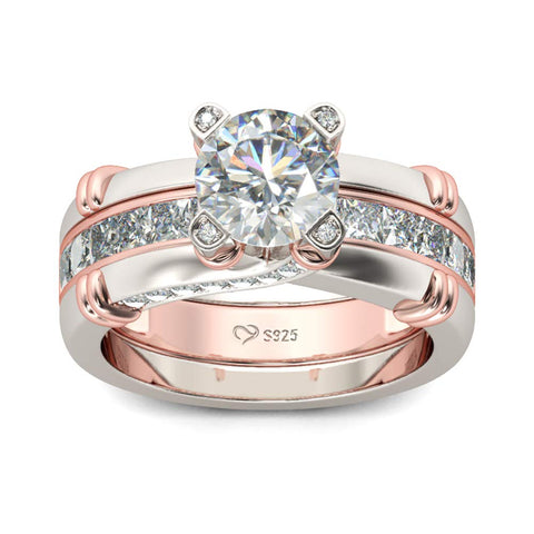 Jeulia Diamond Band Rings for Women cz Sterling Silver Interchangeable Ring Sets Wedding Engagement Anniversary Promise Ring Bridal Sets Jeulia