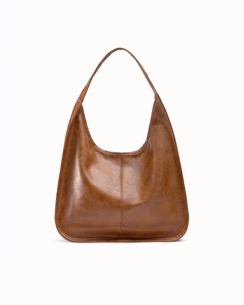 NEWBELLA Hobo Purse, PU Leather Shoulder Bag, Tote Handbag for Work and Travel (Brown)