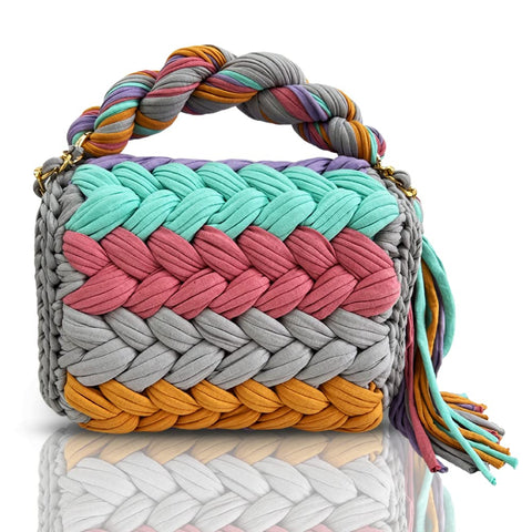 CHQEL Evening Clutch Bag for Women, Handmade Crochet Wedding Party Purse, Small Flap Formal Crossbody Handbag Evening Clutch (Khaki) CHQEL