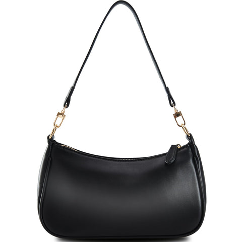 Small Cresent Shoulder Bags Crossbody Purses for Women Vegan Leather Handbag Clutch Hobo Purse (Black)
