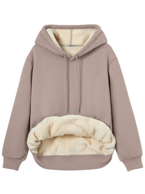 Trendy Queen Hoodies for Women Fleece Sherpa Lined Winter Clothing Warm Long Sleeve Comfy Oversized Hooded Sweatshirt Cute Comfort Pullover 2025 Fashion Y2k Teen Fall Clothes Preppy Outfits