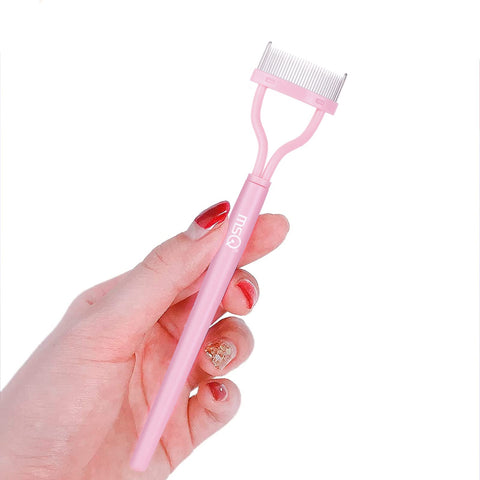 Eyelash Comb Separator MSQ Eyelash Mascara Brush and Comb Lash Separator With Comb Cover Arc Designed Cosmetic Brushes Tool Pink (1PCS) MSQ