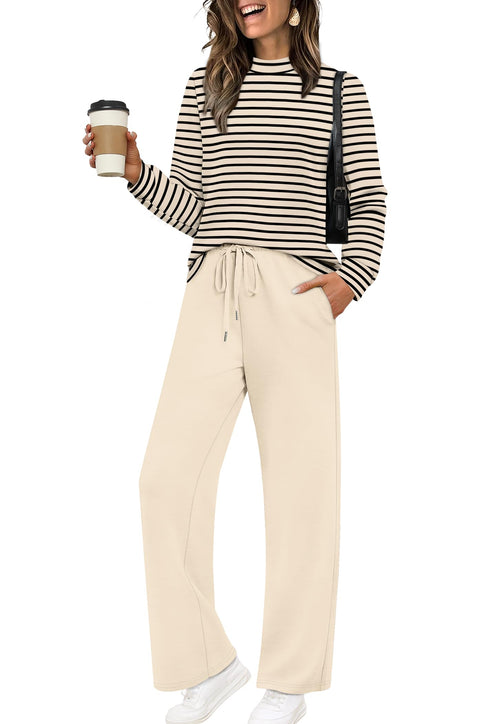 Sampeel Winter Clothing for Women Early Fall Fashion Must Haves Women Fall Clothes Comfiest Airport Outfits Workout Lounge Sets Two Piece Pajamas Set Sweatpants Fashion Matching Hoodies 2025 Striped