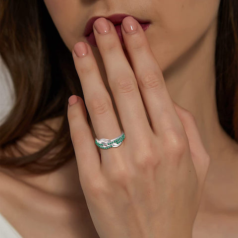 JO WISDOM Women Celtic Knot Rings,925 Sterling Silver Criss Cross X Shape Statement Rings for Women with May Birthstone Ring size7 JO WISDOM