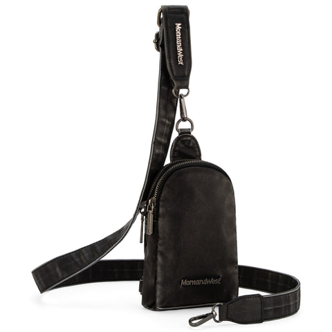 Montana West Sling Bag Crossbody for Women Small Fanny Packs Cross Body Chest Bag Soft Washed Leather for Travel Montana West