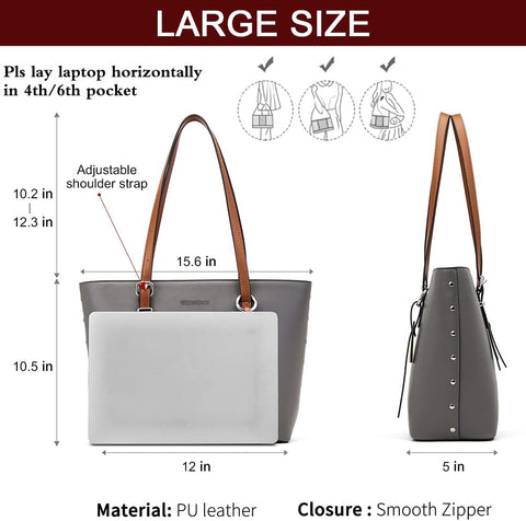 WESTBRONCO Purses For Women Vegan Leather Purses and Handbags Large Ladies Tote Shoulder Bag WESTBRONCO