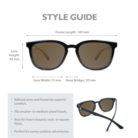 Knockaround Paso Robles Polarized Sunglasses for Women & Men - Impact Resistant Lenses & Full UV400 Protection, Black And Tortoise Shell Frames/Brown Lenses