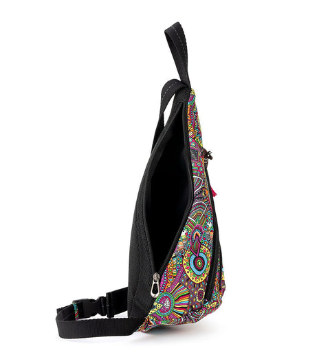 Sakroots Women's Go Sling Backpack in Nylon Eco Twill, Rainbow Wanderlust, One Size Sakroots