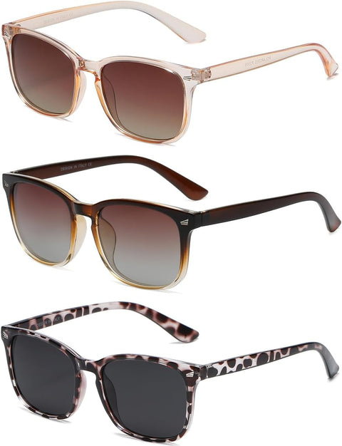 DUSHINE Polarized Sunglasses for Women Classic Retro Style 100% UV Protection (3 Pack) DUSHINE