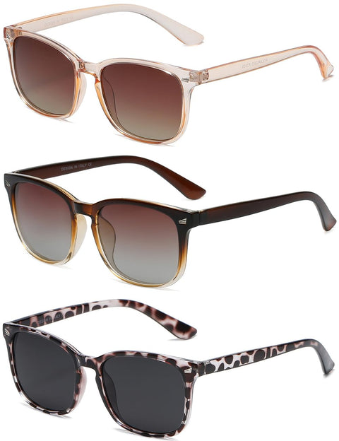 DUSHINE Polarized Sunglasses for Women Classic Retro Style 100% UV Protection (3 Pack) DUSHINE