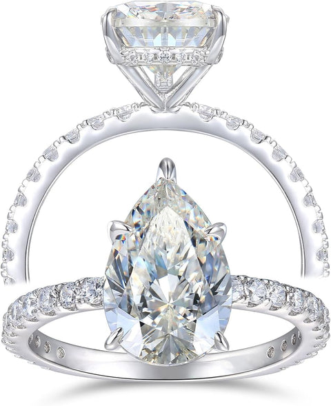 HAFEEZ CENTER 14K Solid Gold 4ct Pear Cut Moissanite Engagement Rings for Women (8) HAFEEZ CENTER