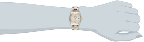Bulova Ladies' Classic Two-Tone Stainless Steel 3-Hand Calendar Date Quartz Watch, Silver-White Dial (Style: 98M105) Bulova