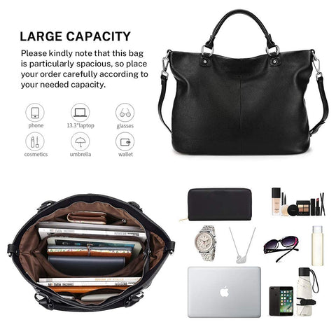 Kattee Women's Soft Genuine Leather Tote Bag, Top Satchel Purses and Handbags Kattee