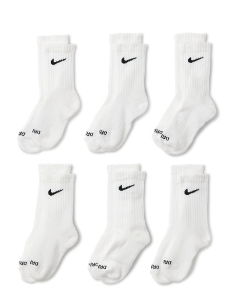 Nike Dri-Fit Performance Basic Crew (Toddler/Little Kid) White 5-7 (10 Toddler-3 Little Kid)