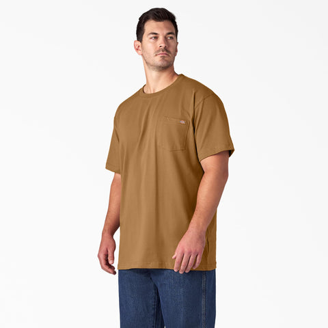 Dickies Mens Heavyweight Crew Neck Short Sleeve Tee Henley Shirt, Brown Duck, Large US