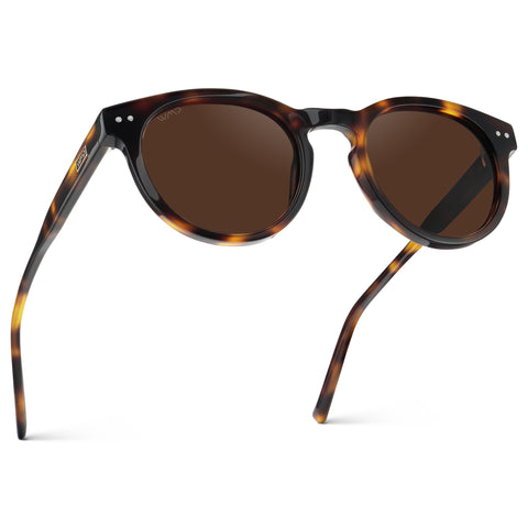 Round Polarized Sunglasses for Women - Retro Classic UV400 Protection for Driving & Everyday Wear (Brown Tortoise/Dark Brown Lens)