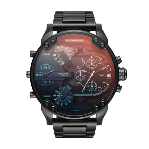 Diesel Mr. Daddy 2.0 Stainless Steel Chronograph Men's Watch, Color: Black Iridescent (Model: DZ7395) Diesel