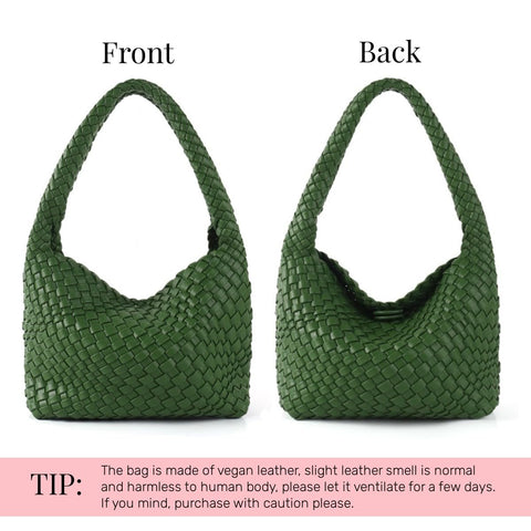 Woven Handbag for Woman Vegan Leather Hand Woven Shoulderbag and Purse Small Fashion Shopper Bag Jinyisong