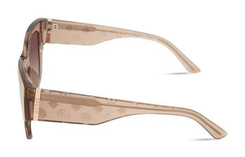 GUESS Women's Trendy Peony Pattern Accent Butterfly Sunglasses, Shiny Beige/Gradient Brown, 50mm GUESS