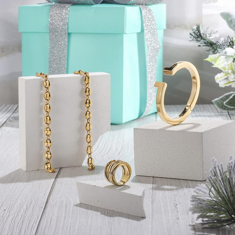 Cuff Bracelet with CZ for Women Stainless Steel Metal and Spring-Clasp Gold Silver Black Plated Chunky Cuff Bangle Jewelry for Girls Gift (Gold) Jinbaoying