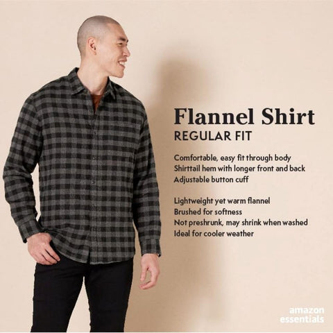 Amazon Essentials Men's Long-Sleeve Flannel Shirt (Available in Big & Tall), Blue White Large Plaid, X-Large