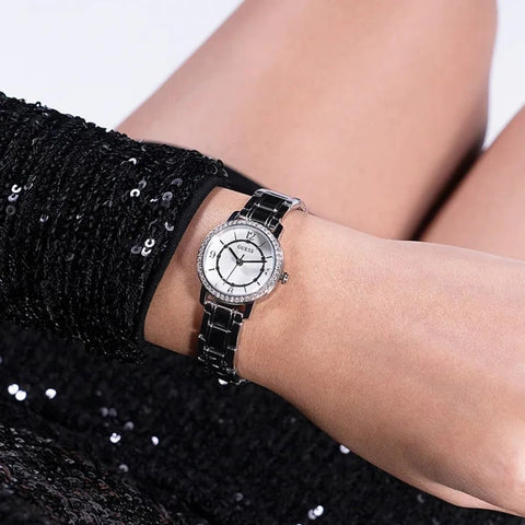 GUESS Ladies 28mm Watch - Silver Tone Bracelet Silver Tone Case White Dial GUESS