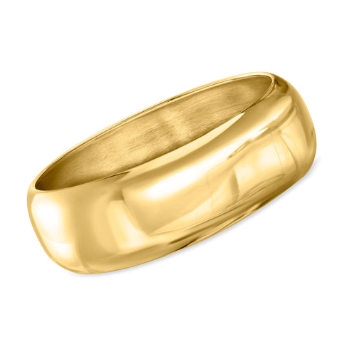 Ross-Simons Italian 18kt Gold Over Sterling Satin and Polished Bangle Bracelet. 7 inches Ross-Simons