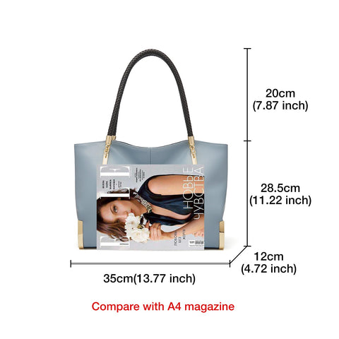 FOXLOVER Large Capacity Tote Designer Handbags for Women, Genuine Leather Ladies Top-handle Bags Fashion Shoulder Bags Purses FOXLOVER