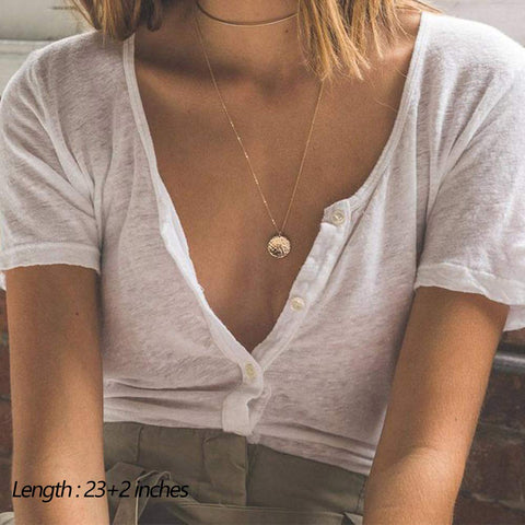 Turandoss Dainty Layering Bar Necklace Hammered Disc Pendant Necklace Simple Layering Plated Choker for Women Turandoss