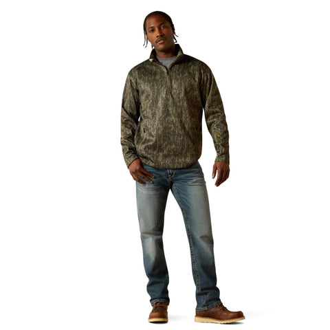 Caldwell Logo 1/4 Zip Sweater, Green Treebark Camo, Small