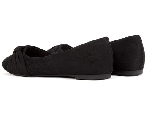 MaxMuxun Women's Black Flats Shoes Faux Suede Round Toe Ballet Dressy Flats Comfortable Slip On Walking Shoes Size 9