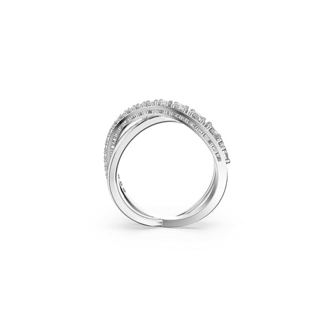 SWAROVSKI Women's Twist Rows Ring, White Crystal Stones in a Spiral Design, Rhodium Plated Setting, Size 58 SWAROVSKI