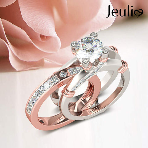 Jeulia Diamond Band Rings for Women cz Sterling Silver Interchangeable Ring Sets Wedding Engagement Anniversary Promise Ring Bridal Sets Jeulia