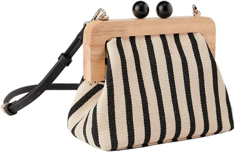 Yohora Women’s Crossbody Bag Kiss Lock Shoulder Purse Canvas Lightweight Retro Wallet Yohora