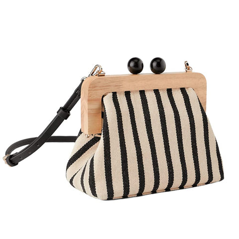 Yohora Women’s Crossbody Bag Kiss Lock Shoulder Purse Canvas Lightweight Retro Wallet Yohora